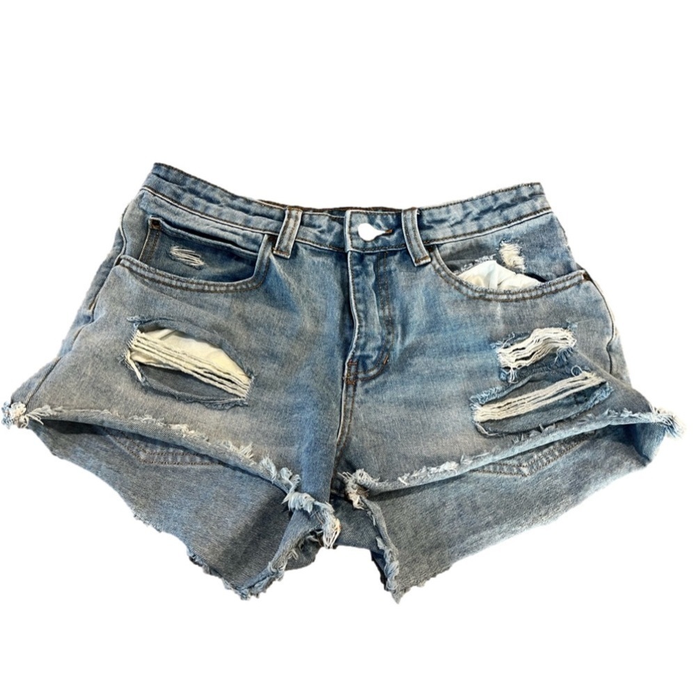 Billabong Denim Cutoff Distressed High Rise Shorts Size 28